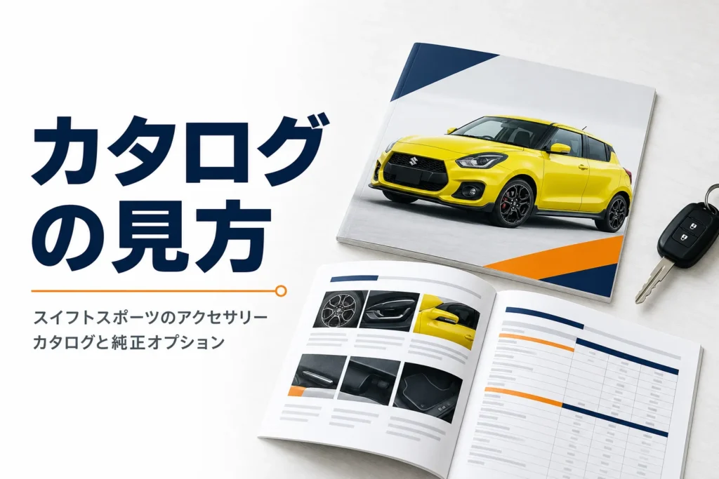 机に広げたスイフトスポーツのカタログ