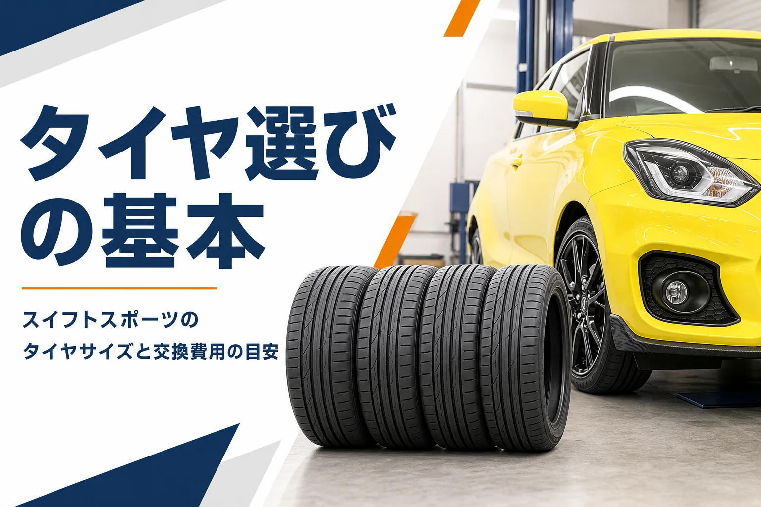 17インチのタイヤ4本とコンパクトハッチバックの前輪を写したアイキャッチ