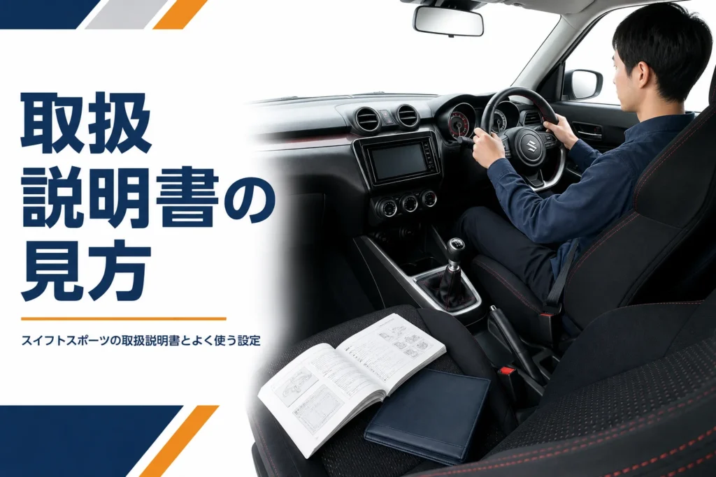 車内の助手席に開いて置かれた取扱説明書
