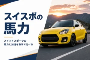 ワインディングを走る黄色いコンパクトハッチバックのアイキャッチ