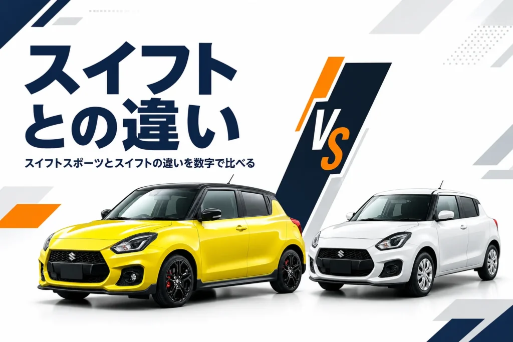 スイフトスポーツと普通のスイフトを並べて比べるイメージのアイキャッチ